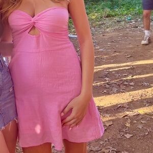 Pink Cutout strapless Dress